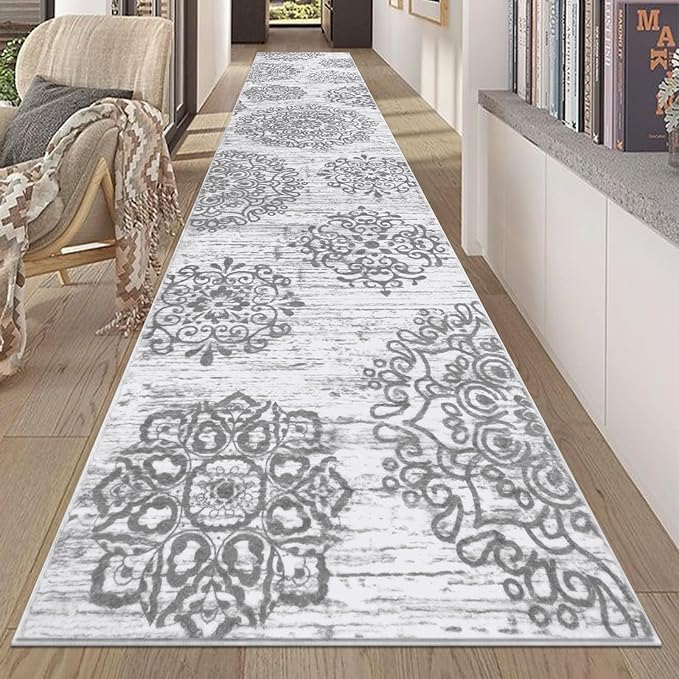 HEBE Hallway Runner Rug 2'8''x14' Washable Vintage Distressed Area Rugs Non Slip Laundry Rug Runner Boho Floor Carpet Runners for Hallways Entryway Laundry Room Kitchen Bathroom