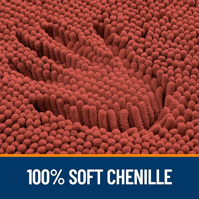Bath Rug 30 x 20 Inch Chenille with Rubber Backing, Rustic Terracotta