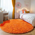 ONASAR Orange Round Rugs 5ft for Bedroom Living Room, Fluffy Circle Area Rug for Kids Girls Boys Teen, Soft Plush Shaggy Carpet for Nursery Dorm Classroom Playroom Home Decor Aesthetic