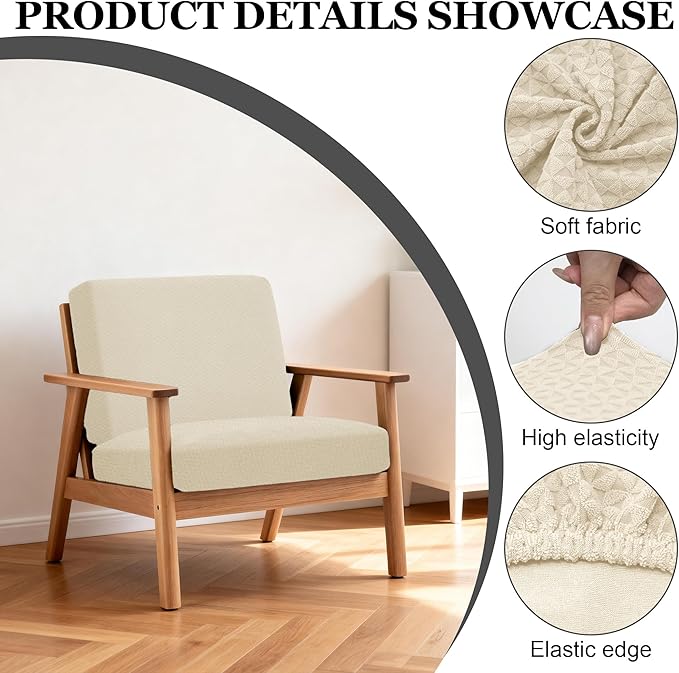 4Pcs Patio Stretch Cushion Covers,Outdoor Sofa Replacement Cover Slipcovers for Patio Furniture Cushion Covers, Washable Reusable Furniture Protector