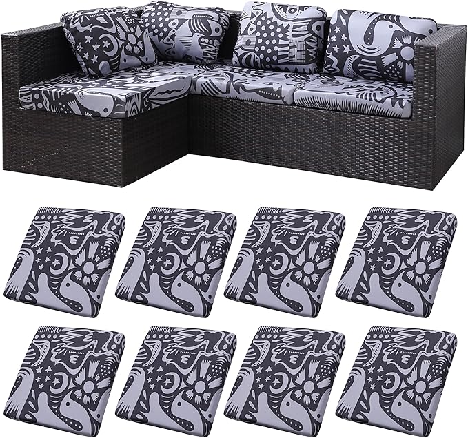 8Pcs Stretch Patio Cushion Covers,Outdoor Couch Covers Replacement,Outdoor Couch & Sofa Slipcovers,for Patio Furniture Cushion Covers,Washable Reusable urniture Protector(Grey Pigeon,8PCS)