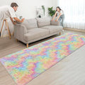 3x10 Feet Fluffy Rainbow Rug for Girls Bedroom Kawaii Tie – 3x10Feet
