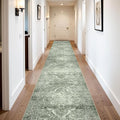 3x20 Washable Hallway Runner Rug - Non Slip Kitchen Runner Rugs with Rubber Backing Vintage Low-Pile Carpet Runners for Entryway Dining Room Laundry Room Home Decor (Muted Sage Green)