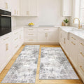 IOHOUZE Abstract Area Rugs and Runners Sets 2x6 and 3x5 Ft, Washable Entryway Rug and Runner Set, Non Slip Kitchen Rug Set, Printed Faux Wool Modern Floor Carpet for Hall Kitchen Entrance, Grey Beige