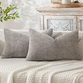 MIULEE Pack of 2 Lumbar Couch Throw Pillow Covers 20x12 Inch Light Gray Modern Boho Accent Decorative Pillow Covers Soft Chenille Farmhouse Cushion Covers for Home Decor Bed Sofa Living Room