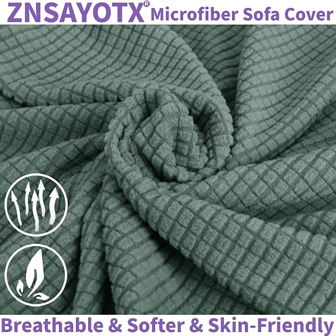 ZNSAYOTX Super Stretch Couch Cover (72"-92") Universal Sofa Covers with Elastic Bottom, Dog Cat Pets Friendly Washable Furniture Protector Fitted Sofa Slipcovers Stay in Place (Pea Green, Sofa)