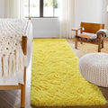ONASAR Yellow Runner Rugs for Bedroom Living Room, Fluffy 2x6 Bedside Hallway Area Rug, Ultra Soft Plush Furry Faux Fur Non Slip Floor Carpet for Nursery Kids Dorm Closet Home Decor Aesthetic