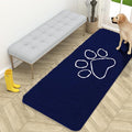 OLANLY Dog Door Mat for Muddy Paws 59x24, Paw Print Design, Absorbs Moisture and Dirt, Absorbent Non-Slip Washable Doormat, Quick Dry Chenille Mud Mat for Dogs, Entry Indoor Entryway Carpet, Navy Blue