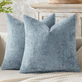 MIULEE Pack of 2 Couch Throw Pillow Covers 18x18 Inch Coastal Light Blue Modern Boho Accent Decorative Pillow Covers Soft Chenille Farmhouse Cushion Covers for Home Decor Bed Sofa Living Room