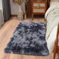 Ultra Soft Runner Rugs for Bedroom Hallways with Upgraded Non-Slip Rubber Backing & Thick Memory Sponge, 2x3 Feet Fluffy Shag Throw Area Rug for Bedside Dorm Tie-dye Dark Grey