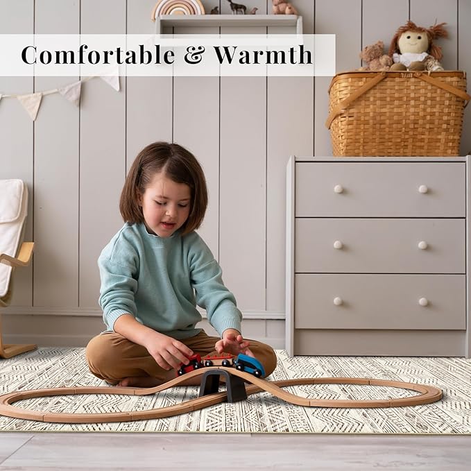 Washable Moroccan Hallway Runner Rug 2'6''x16' - Non-Slip Kitchen Floor Mat Soft Bedroom Carpet with Rubber Backing Living Room Runner for Entryway Farmhouse Style Low Pile Rug 2'6''x16' Beige