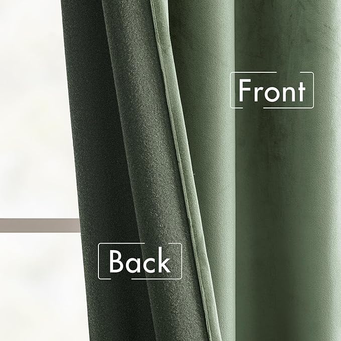 MIULEE Sage Green Velvet Curtains 84 inches - Luxury Blackout Curtains for Bedroom Living Room Thermal Insulated Super Soft Window Drapes Back Tab Rod Pocket, W52 x L84 inches, 2 Panels