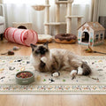 2x5 Washable Kitchen Runner Rug - Soft Low Pile Floral Animal Cat Print Rugs with Non-Slip Backing Waterproof Stain-Resistant Indoor Carpet for Hallway Entryway Bathroom Bedroom (Light Beige)