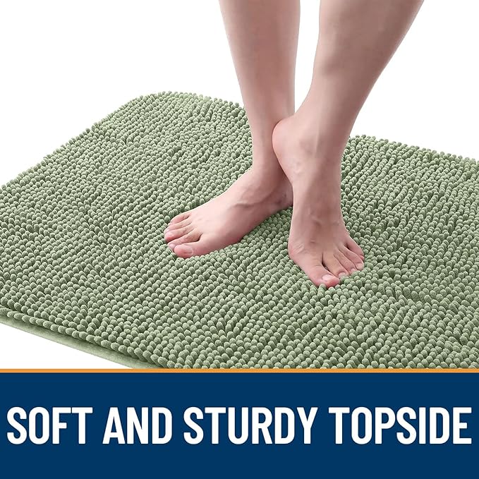 OLANLY Dog Door Mat for Muddy Paws 32x20, Absorbs Moisture and Dirt, Absorbent Non-Slip Washable Doormat, Quick Dry Chenille Mud Mat for Dogs, Entry Indoor Entryway Carpet for Inside Floor, Sage Green