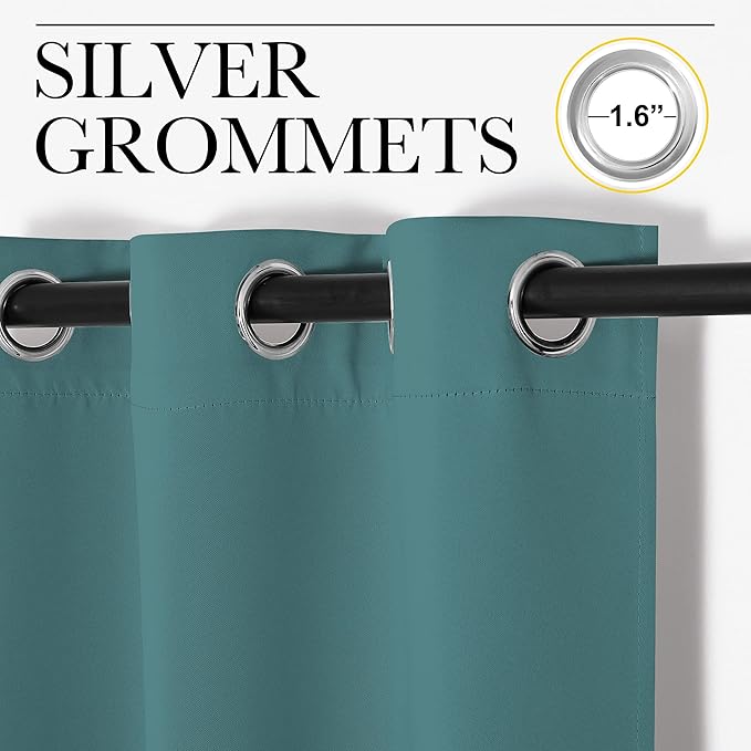 NICETOWN Sea Teal Blackout Curtains 120 inches Length for Living Room, 2 Panels, 55" Wide, Thermal Insulated Long Drapes for Large Window