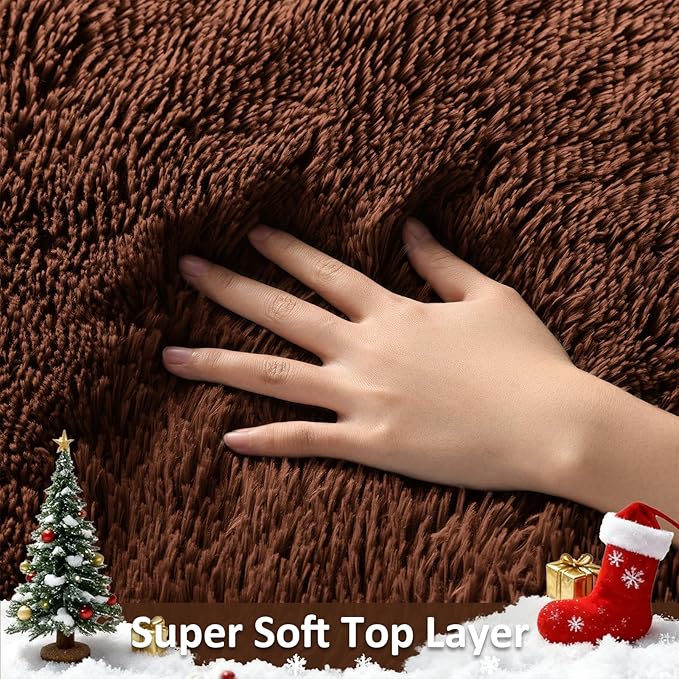 Ophanie Brown Rugs for Bedroom Living Room, Fluffy Fuzzy Furry Carpet, Plush Soft Shaggy Bedside Indoor Floor 4x6 Area Rug for Kids Girls Boys Baby Teen Dorm Nursery Home Decor Aesthetic
