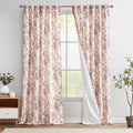 jinchan Lined Linen Blend Curtain Floral Curtains for Living Room 96 Inches Long Farmhouse Red Flower Printed Curtain Rod Pocket Back Tab Peony Patterned Drapes Curtains Set 2 Panels