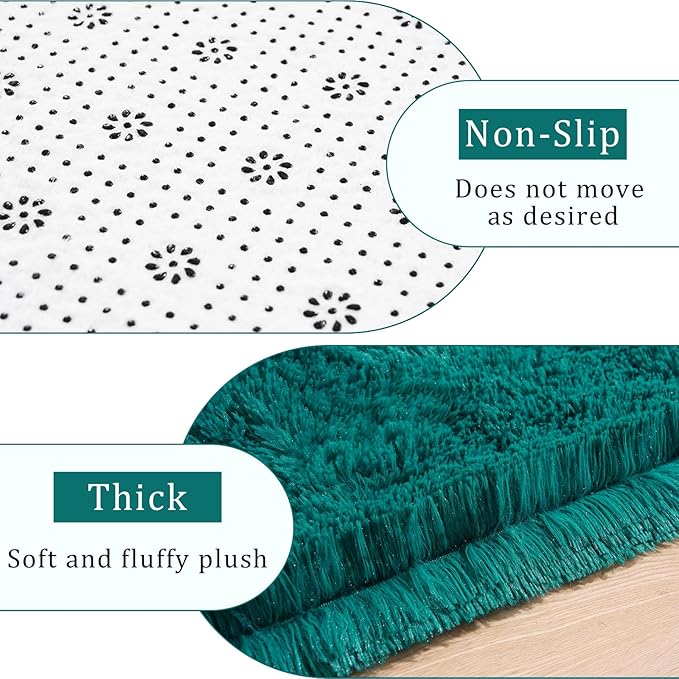 Amearea Blue and Green Shag Area Rug 4' x 5' - Luxury Soft Plush Fuzzy Carpet for Living Room, Indoor Fluffy Teal Green Large Rugs for Bedroom Nursery Non Slip Shaggy Carpets Home Decor