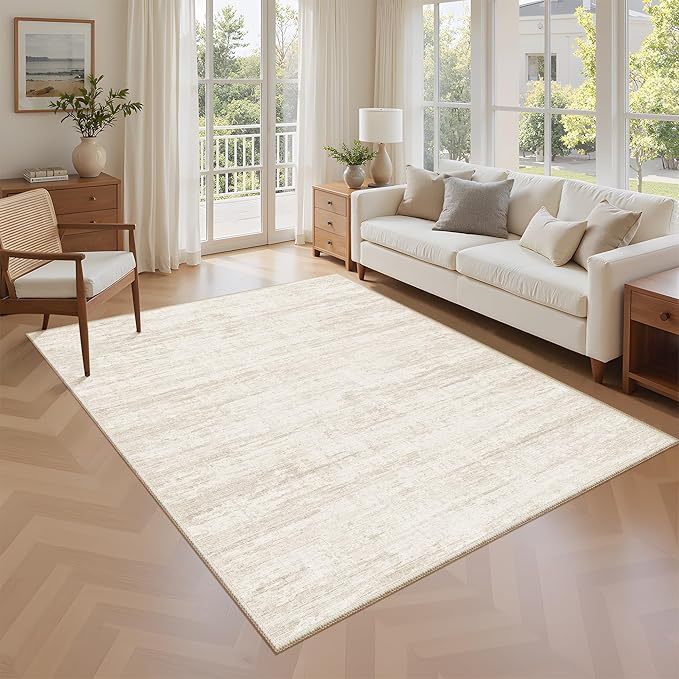4x6 Rug - Stain Resistant Abstract Washable Rugs, Anti Slip Area Rugs for Living Room,Modern Low Pile Carpet with Rubber Backing Home Decor Small Area Rug