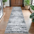 Lansny Modern Abstract Hallway Runner Rug, Black Grey White White Washable Kitchen Runner Non-Slip Soft 2x8 Runner Rug Thin Print Faux Wool Carpet for Entryway Bedroom Laundry Room Indoor Home Decor