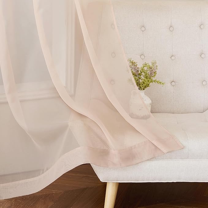 NICETOWN Voile Sheer Curtains 63 inch Length, Grommet Soft Window Treatments Lightweight & Airy Light Filtering Drapes for Bedroom/Kids Room, Taupe, W54 x L63, 2 Pieces