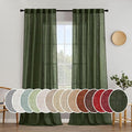 MIULEE Olive Green Linen Curtains 90 Inch Long for Bedroom Living Room, Soft Thick Linen Textured Window Drapes Semi Sheer Light Filtering Rod Pocket Back Tab Christmas Burlap Look, 2 Panels