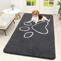 OLANLY Dog Door Mat for Muddy Paws 59x32, Paw Print Design, Absorbs Moisture and Dirt, Absorbent Non-Slip Washable Doormat, Quick Dry Chenille Mud Mat for Dogs, Entry Indoor Entryway Carpet, Dark Grey