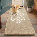 Smiry Dog Door Mat for Muddy Paws, Absorbent Dirt Trapper Non Slip Quick Dry Washable Chenille Mat for Mud Dogs, Entry Rug for Indoor and Outdoor (48x30 Inches, Beige and White)