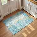 Entrance Rugs Indoor 2x3 Teal Blue Entry Rug Washable Abstract Small Area Rug Non-Slip Low Pile Throw Rugs for Entryway, Kitchen Floor, Front Door Indoor Door Mat, Bathroom, Bedroom Bedside