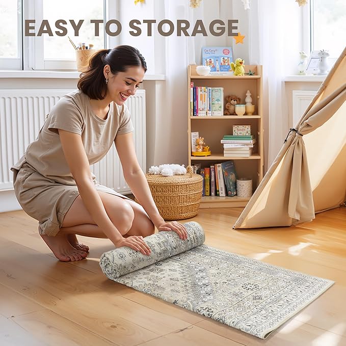 zesthome Washable Runner Rug 2.5x10 - Stain Resistant Entryway Rug,Ultra-Thin Kitchen Rugs, Anti Slip Backing Runner Rugs for Entrance Laundry Room Indoor Hallway (Beige,2.5'x10')