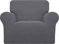 Easy-Going Stretch Oversized Chair Sofa Slipcover 1-Piece Couch Sofa Cover Furniture Protector Soft with Elastic Bottom for Kids Spandex Jacquard Fabric Small Checks Gray