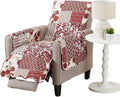 Great Bay Home Reversible Patchwork Recliner Cover - Washable Slipcover Furniture Protector with Elastic Straps - Perfect for Kids & Pets - Box-Stitched Detail (Burgundy)