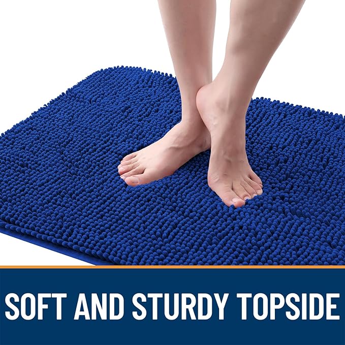 OLANLY Dog Door Mat for Muddy Paws 70x35, Absorbs Moisture and Dirt, Absorbent Non-Slip Washable Doormat, Quick Dry Chenille Mud Mat for Dogs, Entry Indoor Entryway Carpet for Inside Floor, Royal Blue