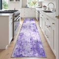 Washable Area Rugs 2'x6' Non-Slip Modern Abstract Soft for Living Room Entryway Bedroom Nursery, Print Pattern, Purple Gray Pink White