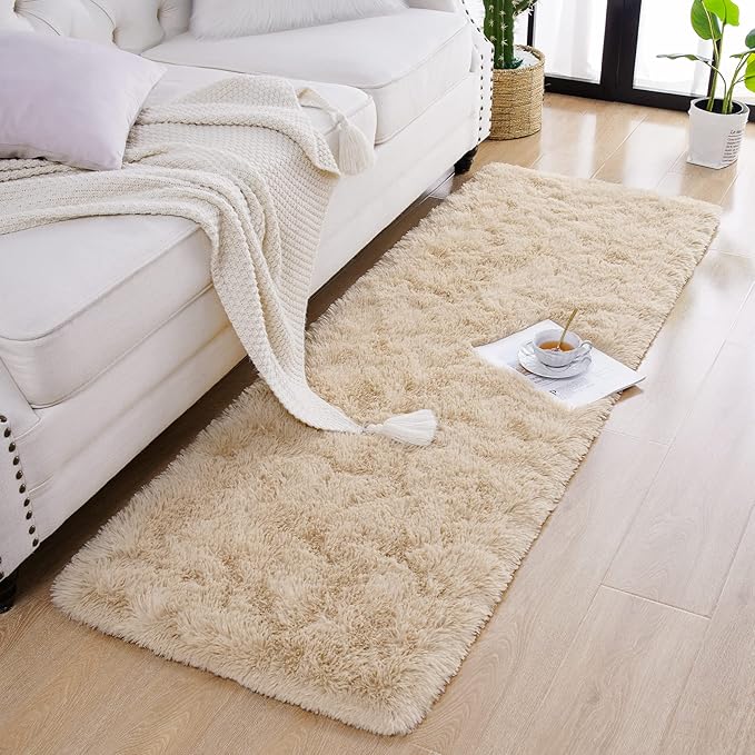 Chicrug Soft Runner Rugs for Bedroom Living Room Plush Fluffy Rug 2x7 Feet, Shag Furry Area Rug Carpet Non Shedding for Nursery Children Kids Girls Room Home Decorative, Camel