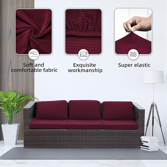Outdoor Cushion Covers Set,8PCS Patio Furniture Couch Seat Slipcovers, Replacement for Sofa Sectional Chair(Cover，Only)