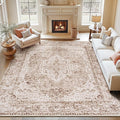 Lofus 8x10 Area Rugs for Living Room, Washable Area Rug, Rugs for Bedroom, Kitchen, Vintage Boho Carpet, Soft Non-Slip, Low Pile Large Area Rug for Office Dining Room, Vintage Beige Brown