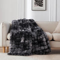 COOVA Faux Fur Throw Blanket for Couch, Cozy Soft and Fuzzy Plush Rabbit Fur Bubble Blanket for Sofa Bedroom Living Room, 60x80 Inches Tie Dye Black