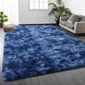 Deerhoo Large Shag Area Rugs 8 x 10, Plush Fuzzy Rugs for Living Room, Ultra Soft Fluffy Furry Rug for Bedroom, Indoor Carpet Nursery Rugs for Kids Room Home Decor, Tie-Dyed Navy Blue