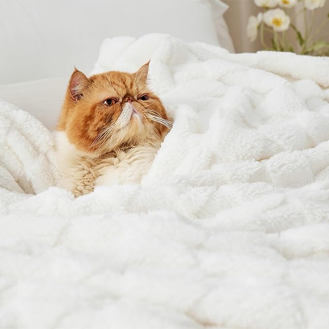 Bedsure GentleSoft Full Size Blankets for Bed White - Super Soft Cozy Fleece Blanket for Kids Girls, Large Fuzzy Throws for Bedroom Decor, 84x90 Inches