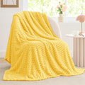 BEDELITE Fleece Blanket - 3D Jacquard Decorative Light Yellow Twin Blankets for Couch & Bed, Soft and Cozy Warm Plush Fluffy Blanket All Seasons Suitable, 60x80Inches