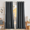 NICETOWN Faux Linen Charcoal Gray Blackout Curtains 84 inches Long for Living Room - Privacy Panels for Bedroom, Modern Farmhouse Style Easy Care Grommet Top, 2 Panels, W52 by L84