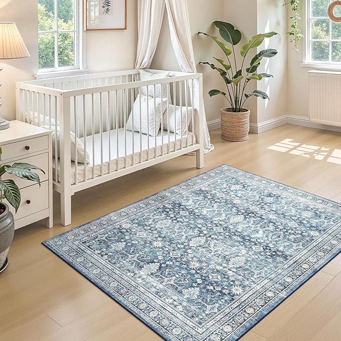 Lofus 3x5 Area Rug for Entryway,Blue Non Slip Area Rugs for Kitchen, Washablee Soft Rugs for Bedroom, Living Room, Tool Room Nursery Kids Room Decor