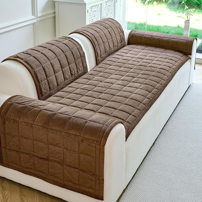 Couch Covers for Dogs Washable, Non Slip Couch Covers for Loveseat Sofa Pet Friendly, Soft Fuzzy Sofa Covers for Pet, Dog Couch Cover Furniture Protector(1PC,Dark Brown,27.6"x70.9")