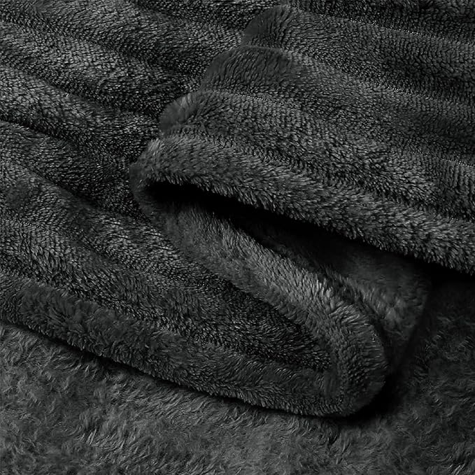 BEDELITE Fleece Throw Blanket for Couch – 3D Ribbed Jacquard Soft and Warm Decorative Fuzzy Blanket – Cozy, Fluffy, Plush Lightweight Charcoal Grey Throw Blankets for Bed, Sofa, 50x60 inches