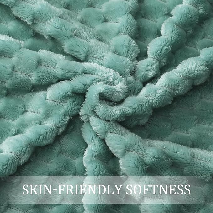 Exclusivo Mezcla Fleece Twin Blanket for Bed, Extra Large Fuzzy Celadon Bed Blankets, Soft Cozy Plush Sofa Throws for All Seasons, 60x80 Inches