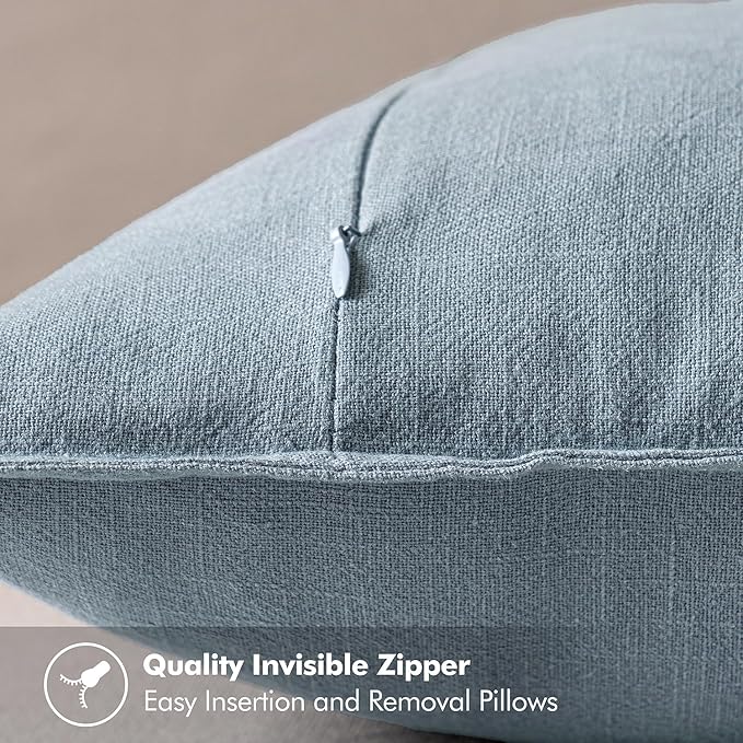 MIULEE Decorative Linen Pillow Covers 20x20 Inch Blue Grey Boho Farmhouse Neutral Couch Throw Pillows for Bed Pack of 2 Accent Coastal Modern Pillowcase Summer Sofa Livingroom Home Decor