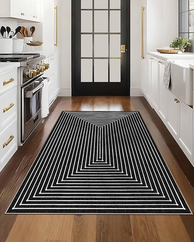 Latte&Fog 3x5 Entryway Rug Indoor, Modern Abstract Washable Area Rug, Boho Non Slip Low Pile Throw Carpet for Indoor Bedroom Bedside, Kitchen, Entry and Living Room