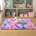 Tepook Soft Rainbow Rug for Girls Room, Cute Fluffy Girls Bedroom Rugs, 2x3 Feet Shaggy Princess Rug Colorful Carpet for Kids Teens Toddler Playroom Nursery Reading Nook, Hot Pink