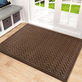 Mibao Front Door Mat, Dirt Trapper Welcome Mat for Outdoor Indoor, Non-Slip Waterproof Doormat, Durable Machine Washable Low Profile Entry Rug for Back Door Outside Patio, 35.5" x 24", Coffee Wave